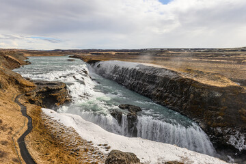 Famous Gullfoss waterfall in the Golden Circle in Iceland