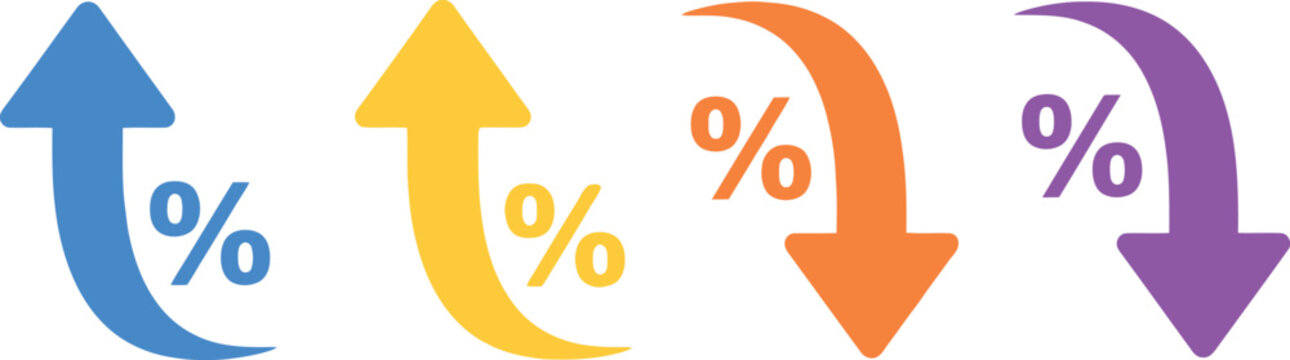 Percentage increase decrease arrows infographic financial rate concept vector