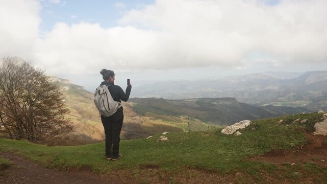 Woman hiker in Gorbea Natural Park, Basque Country