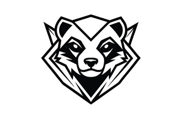 Stylized monochrome raccoon head is encased within a diamond shape for a unique presentation