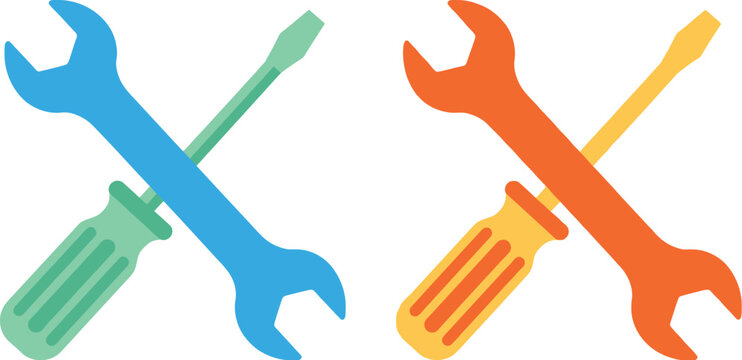 Wrench and screwdriver vector illustration for repair service and maintenance