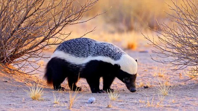 Honey Badger at Golden Hour: African Wildlife Close-Up