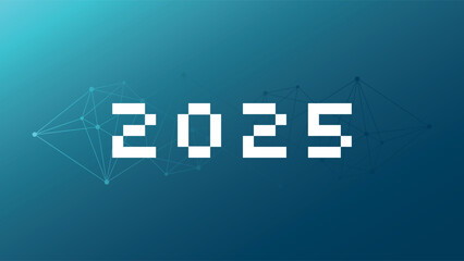 2025 year symbol. Network pattern. Vector gradient background for web design, annual report, event, business, presentation