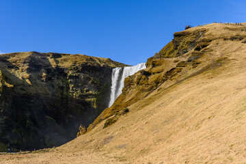 Famous Skogafoss waterfall in Iceland stock picture
