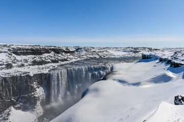 Icelands biggest water fall Dettifoss in Vatnajokull national park