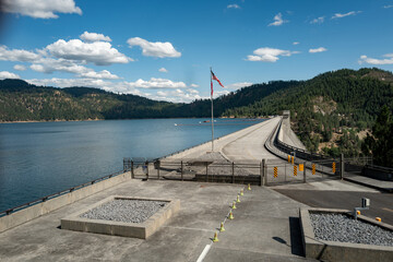Dworshak Dam with road crossing
