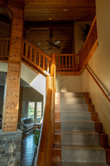 Interior stair case leads to the second floor