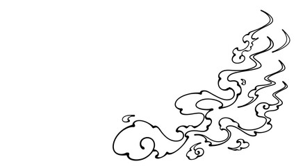 和風の炎の背景イラスト_手書き風_線のみ_16:9