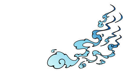 和風の炎の背景イラスト_手書き風_青_16:9