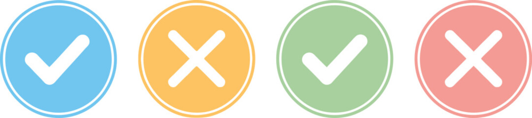 Obraz premium Check mark cross vector illustration for correct and incorrect choice