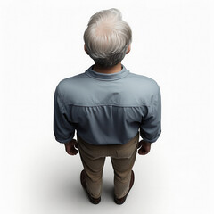 elder man, view from above, white background