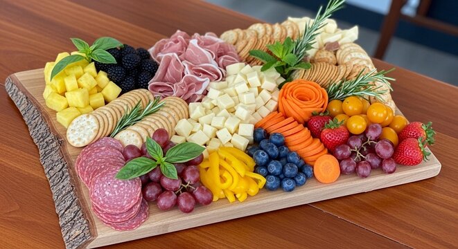 Summer food cheeses, elicious and Colorful Charcuterie Board Feast.