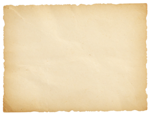 Vintage Aged Paper Sheet Isolated on Transparent Background PNG for Historical and Artistic Designs