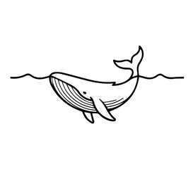 Cute whale silhouette - cut out vector icon