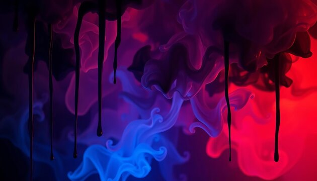 Abstract AMOLED display, dark smoky tendrils dripping downwards,  shadow,  shapes