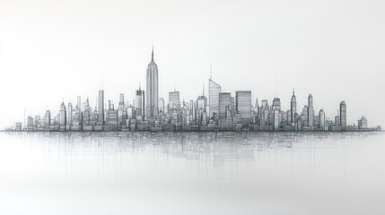 Fototapeta premium New York City Skyline: A Penciled Masterpiece