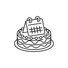 Birthday Cake and Date Icon Trendy Flat Vector Illustration