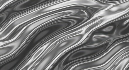 Abstract Gray Wavy Metallic Texture Silver Background
