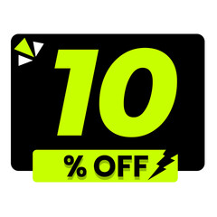 10% off png black colour, premium discount sticker, sale badge label, ecommerce promo design
