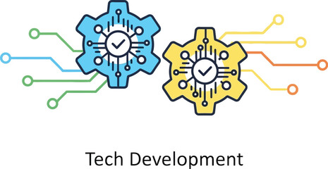Obraz premium Tech solutions and development gears connecting for digital transformation