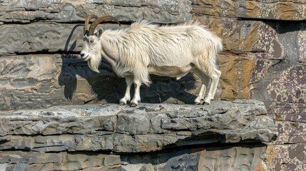 Mountain Goat Standing on Rocky Outcrop in Natural Habitat