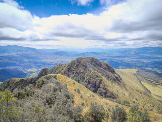 Pichincha Province, Quito, Ecuador - July 5, 2025: The Pasochoa volcano is located in the Pasochoa wildlife refuge. It is an extinct volcano, 4,200 meters high.