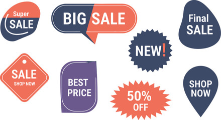 Sale tags and labels vector set for promotion and discount offer design