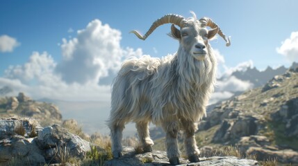 Majestic Mountain Goat Standing Proudly in Natural Landscape