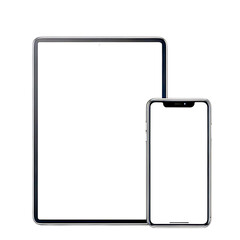 Modern tablet and smartphone devices displayed side by side