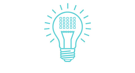 Minimalist light bulb design with glowing elements on white background