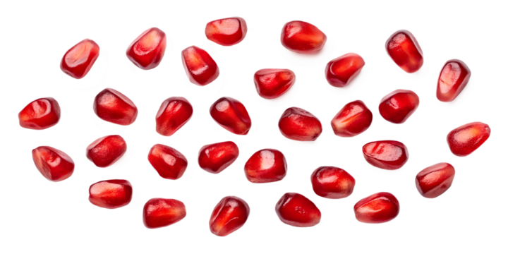 Pomegranate seeds isolated on transparent background