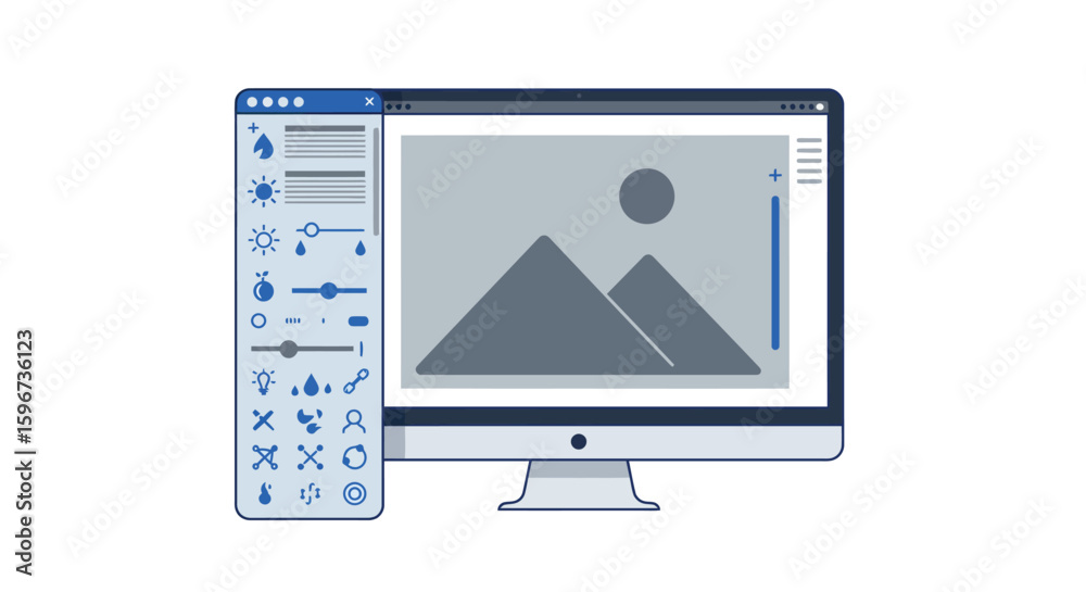 Fototapete minimalist graphic design interface on desktop display