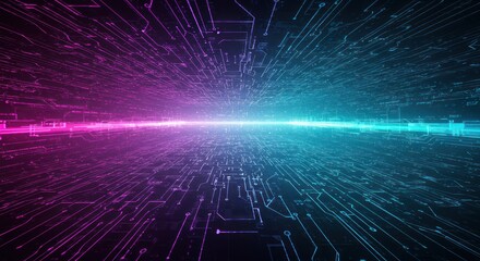 Abstract network background with glowing lines in blue and pink on dark.