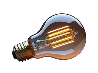 A clear vintagestyle light bulb with glowing filaments on a black background showing its design