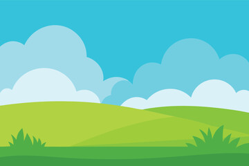 Fototapeta premium Beautiful blue sky with cloud and green field 