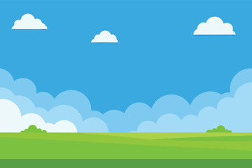 Fototapeta premium Beautiful blue sky with cloud and green field 