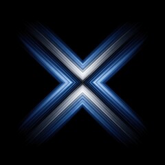 Obraz premium Abstract glowing blue and white light streaks forming an x shape against a dark background