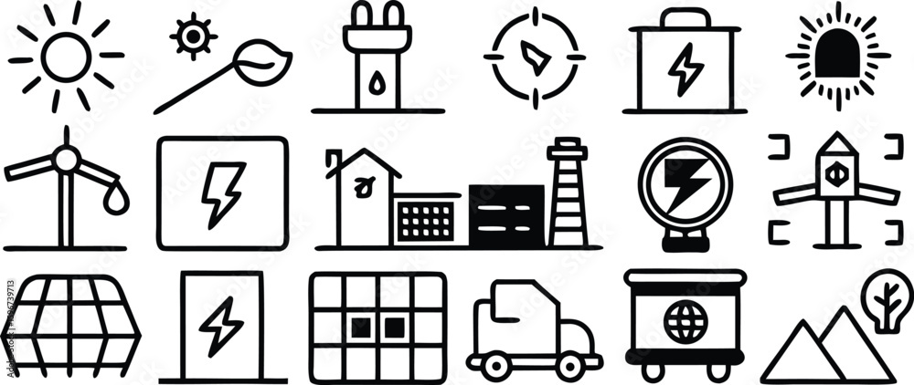 Poster set of different vector icons and symbols for web business and communication use