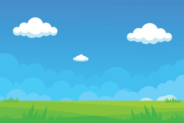 Fototapeta premium Beautiful blue sky with cloud and green field 