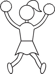 High quality editable cheerleader holding pom poms vector illustration, Creative cheerleader holding pom poms vector art, cheerleader holding pom poms line art vector