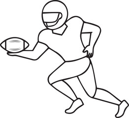 Editable American football or rugby player vector icon design, Classic American football or rugby player vector illustration, American football or rugby player line art vector