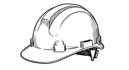 Detailed hand drawn construction hard hat with front view perspective