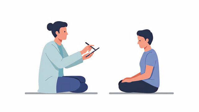 Flat vector a therapist is counseling a patient during a therapy session to improve their mental health and wellbeing