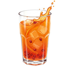 Refreshing Summer Drink: Iced beverage splashing in a transparent glass
