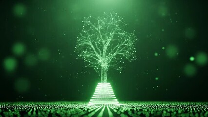 A digital tree glows with interconnected nodes, symbolizing growth and connection in the digital age - Powered by Adobe