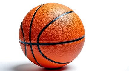 Fototapeta premium Close up studio photograph of an orange basketball with black lines sport game