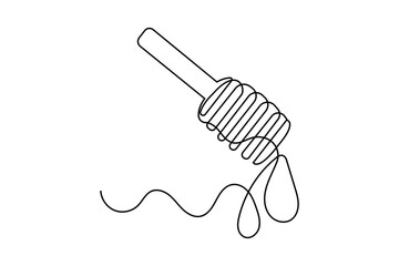 Continuous line drawing of honey dripping icon simple minimalist design isolated illustration