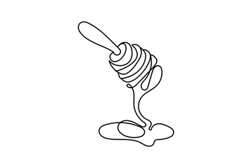 Continuous line drawing of honey dripping icon simple minimalist design isolated illustration