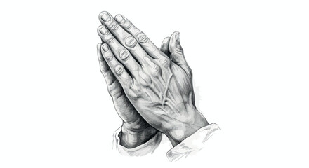 Realistic pencil art of praying hands depicting faith and spirituality