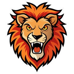 Obraz premium Fierce Cartoon Lion Head Mascot Illustration.